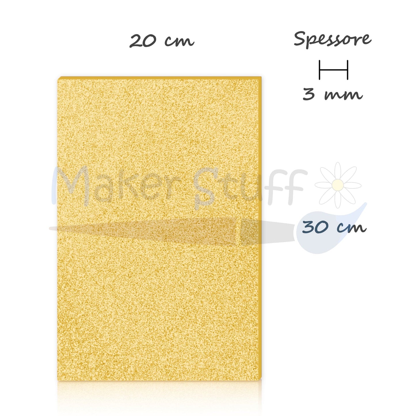 Acrilico Oro Glitterato 3mm lastra 30x20 cm