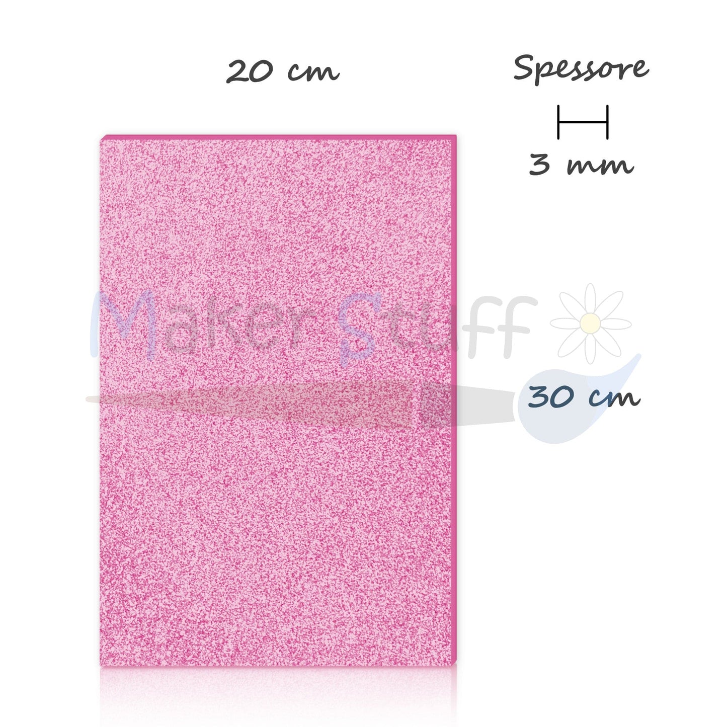 Acrilico Rosa Glitterato 3mm lastra 30x20 cm
