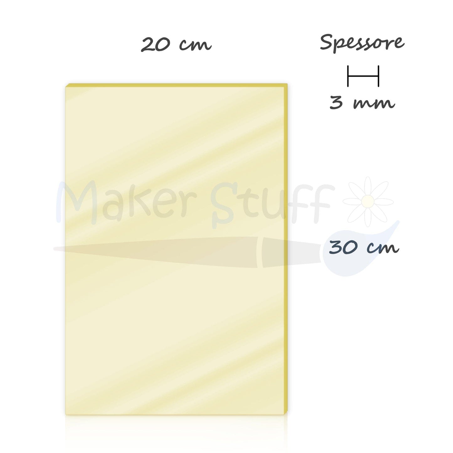 Acrilico oro specchio 3mm lastra 30x20 cm